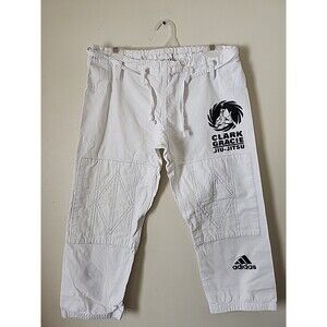 Adidas Clark Gracie Jiu jitsu white pants Sz M3 Responce Drawstring